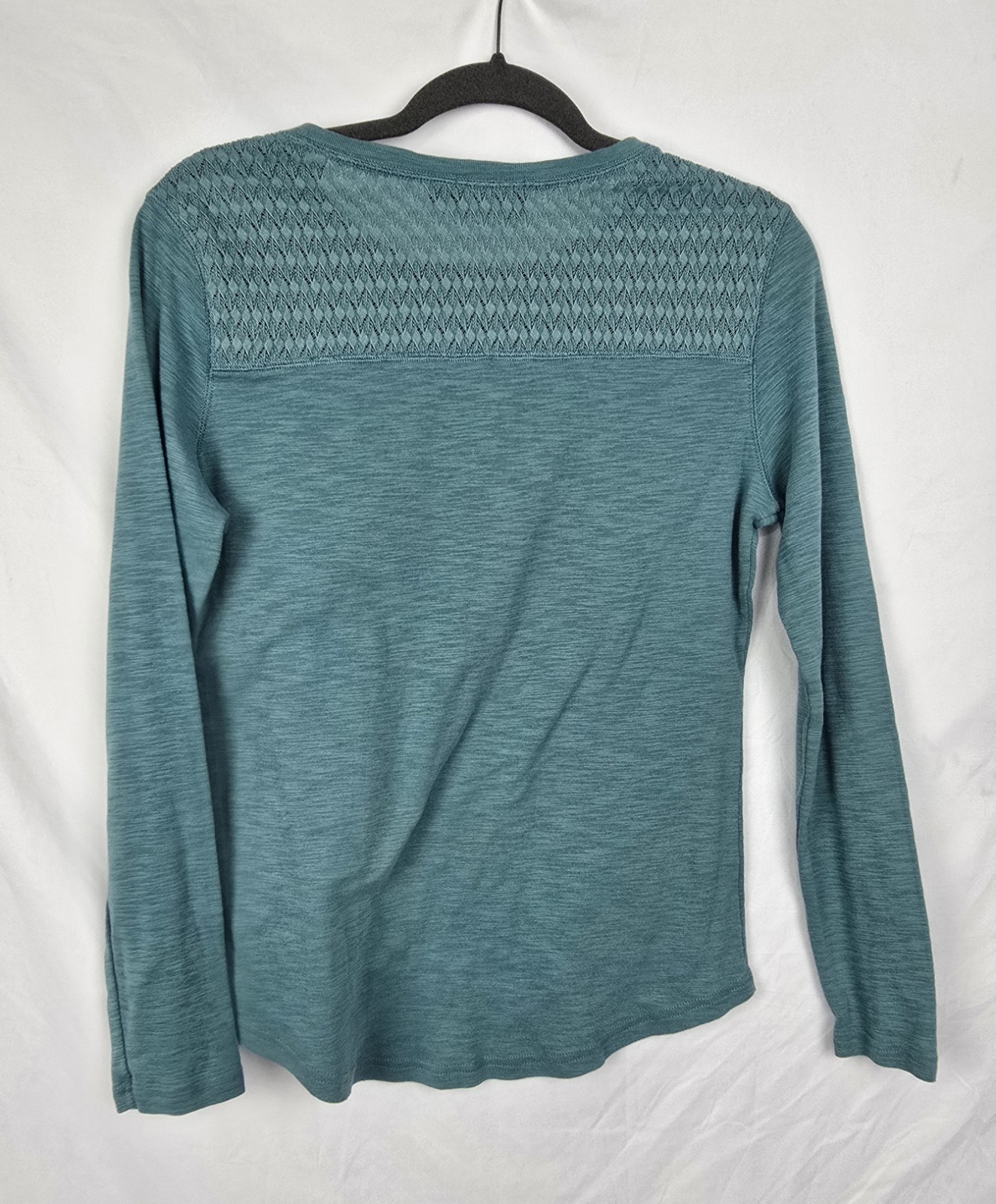 Seg’ments Essentials Lace Trim Minimalist Henley Long Sleeve Top sz L
