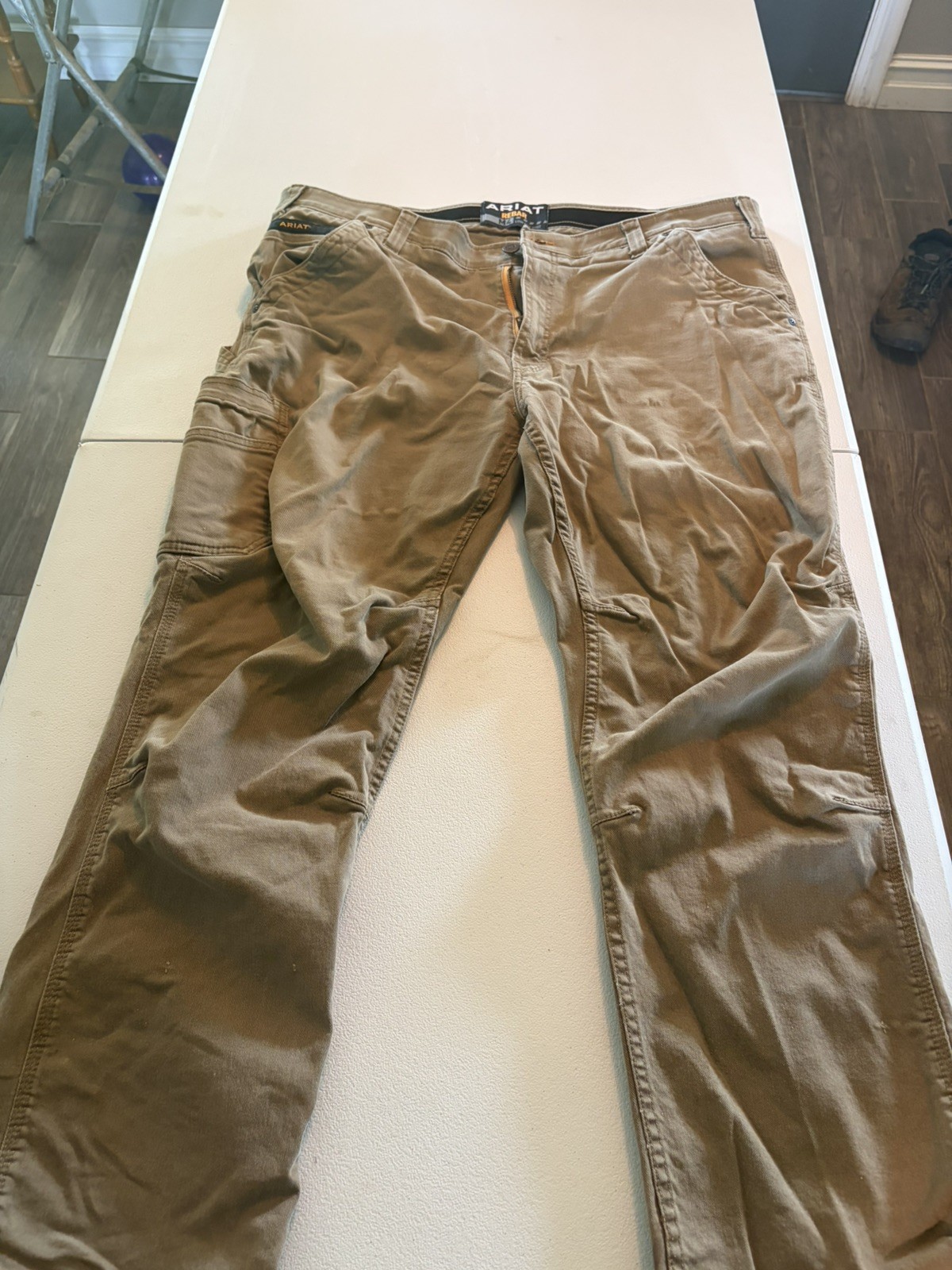 ARIAT Rebar M4 Low Rise Boot cut Work Pants Mens Khaki Size 40×32