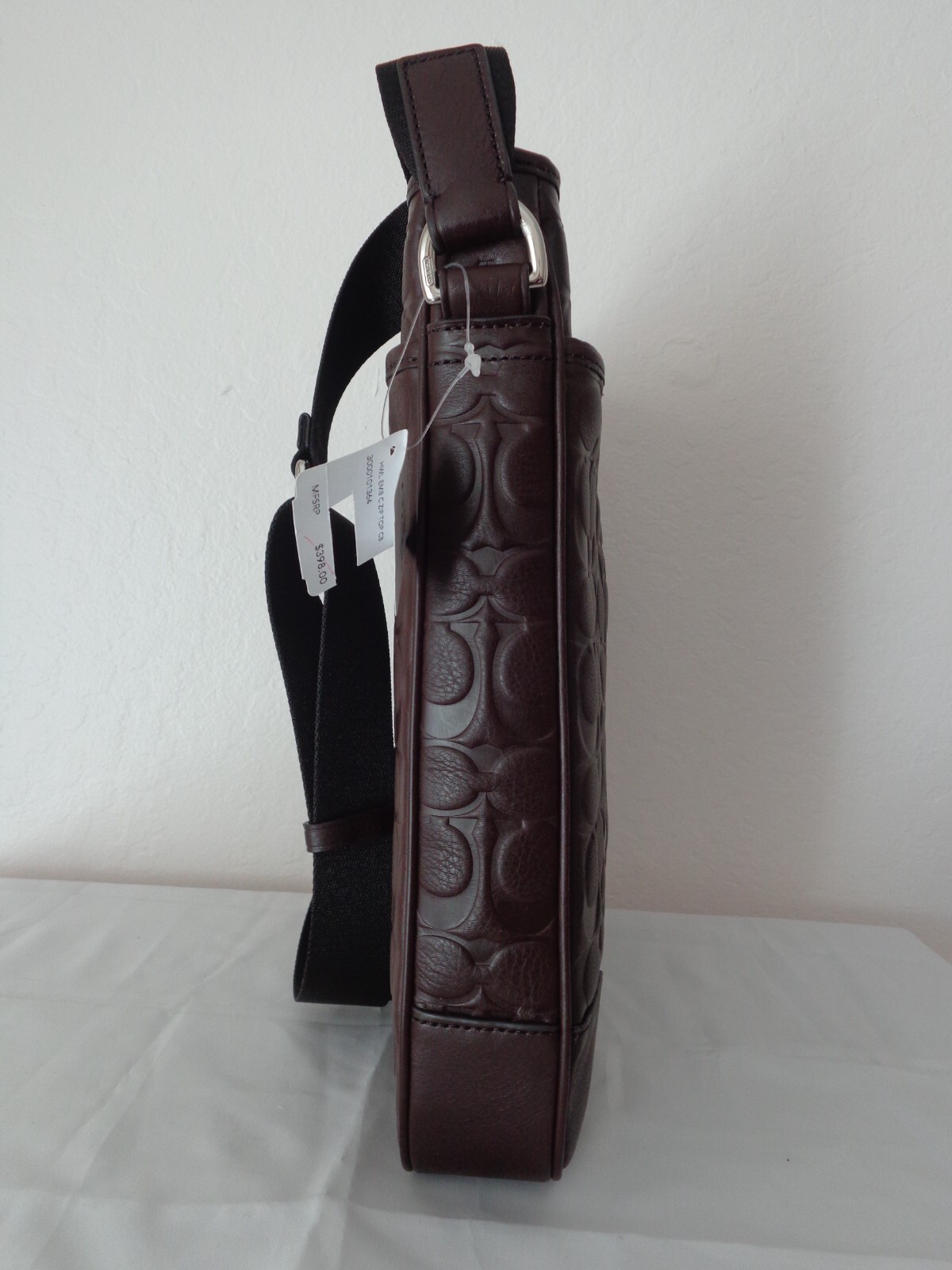 Coach NWT F71212 Heritage Web Leather Embossed C Zip Top Bag Brown