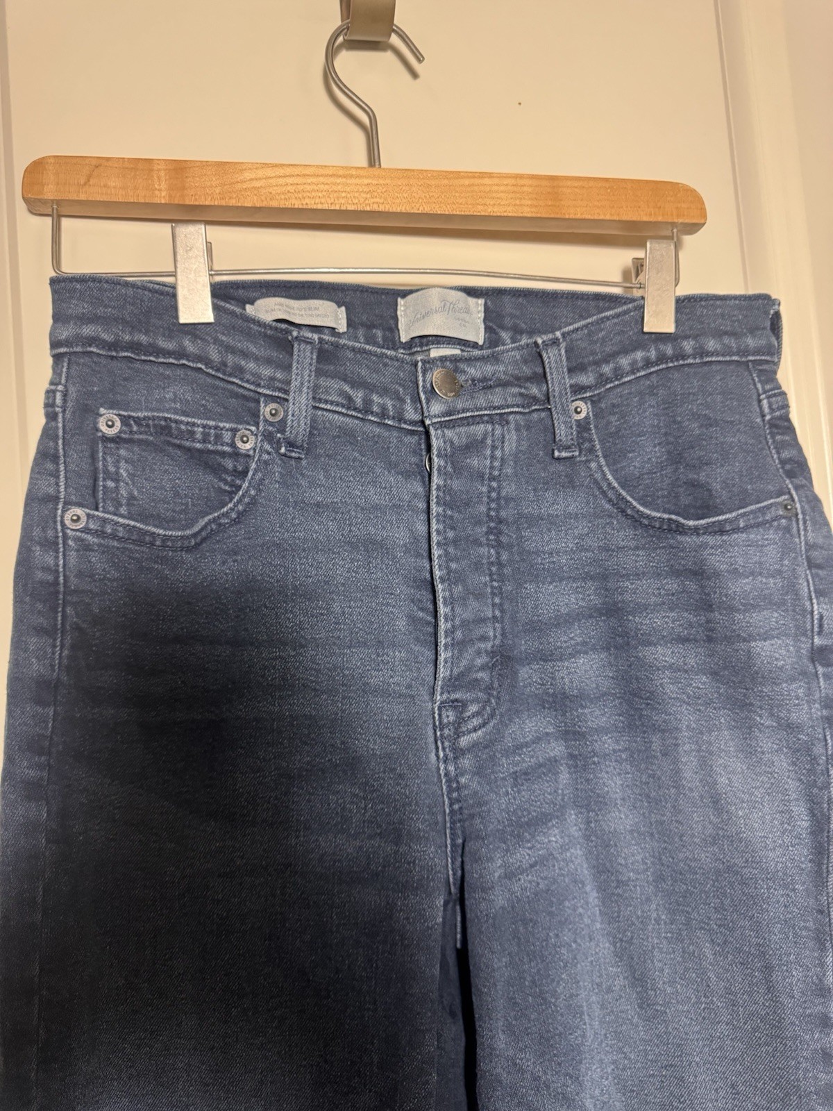 Universal Thread mid Rise Slim Jeans Blue Dark Wash Stretch 5Pocket Button 10