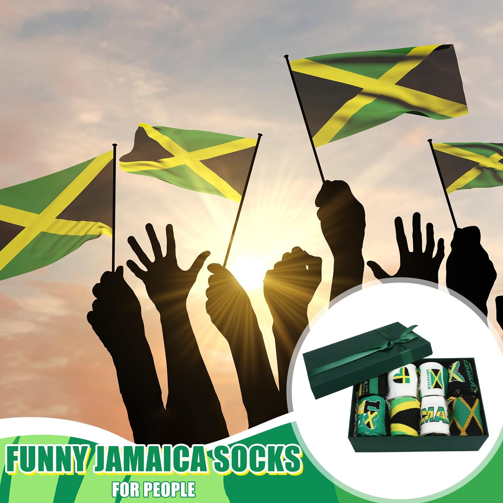 8 Pairs Jamaican Socks for Men Women Jamaican Flag Printed Breathable Cotton …