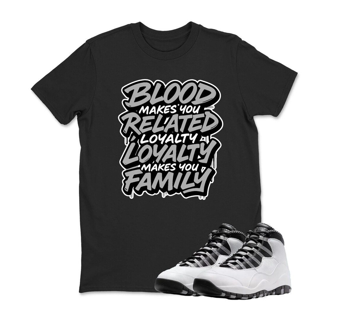 Shirt to Match AJ 10 OG Steel 2025 Loyalty, BLACK/WHITE