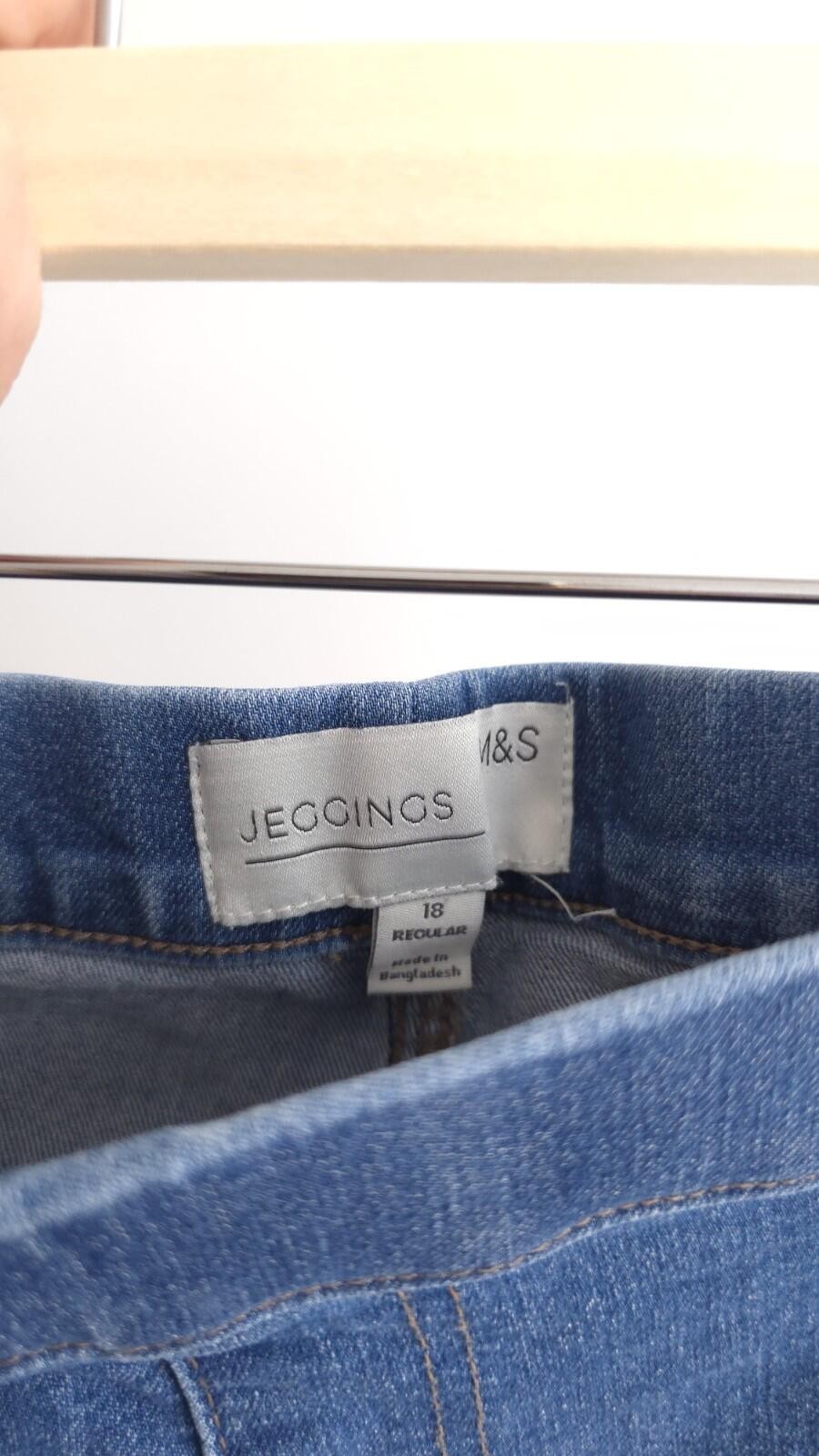 M&S Marks & Spencer Womens Blue Indigo Cotton Blend Denim Jeggings -Sz 18 R