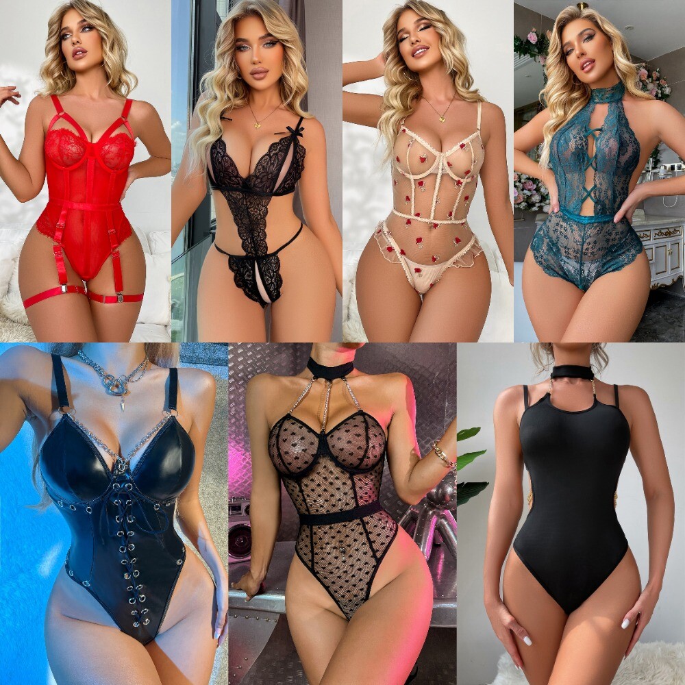 US Womens Sexy Lingerie Lace Babydoll Halter One Piece Teddy Nightgown Sleepwear