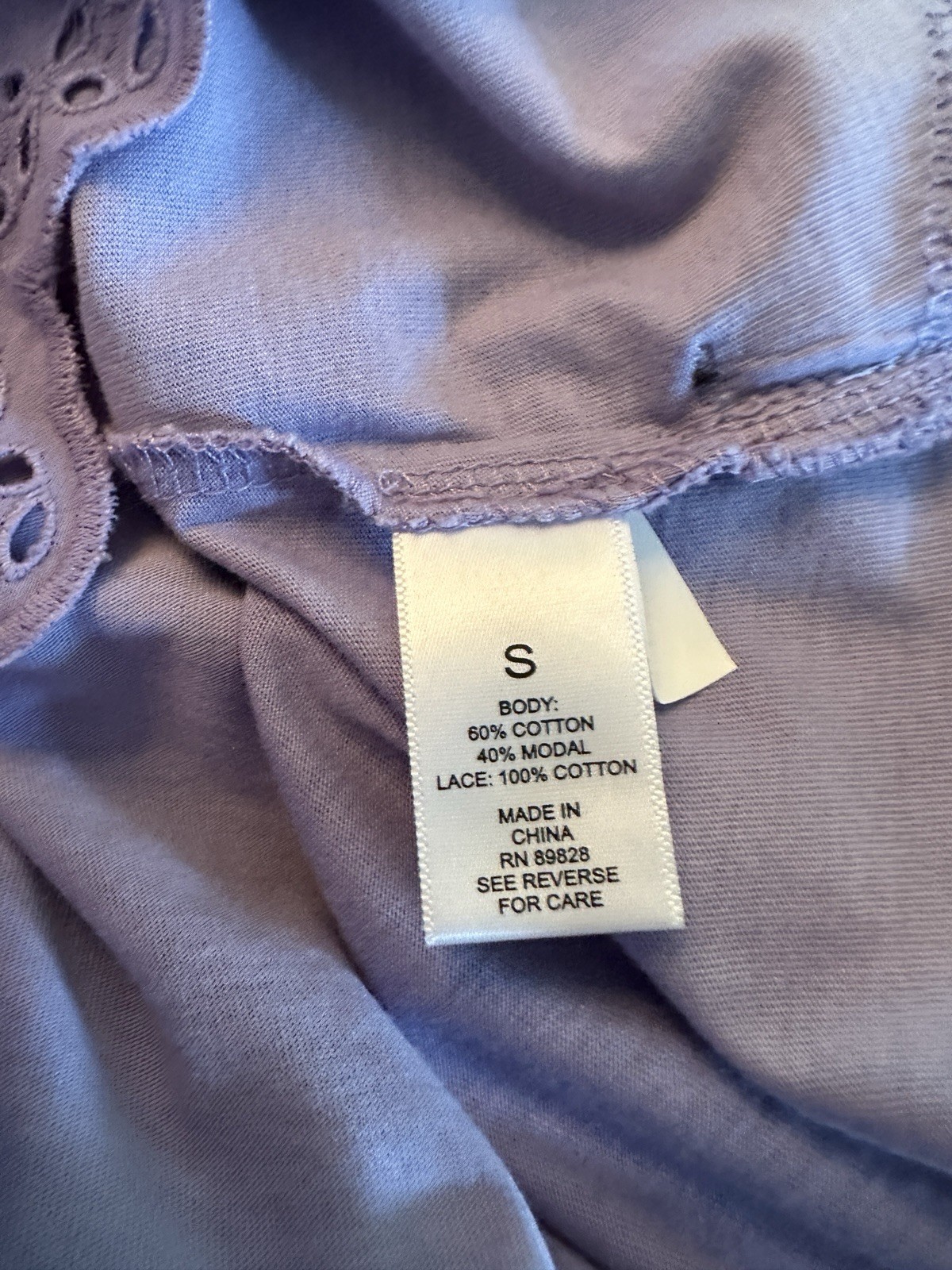 Logo Lori Goldstein Lilac Eyelet Tunic S NWT Top Only