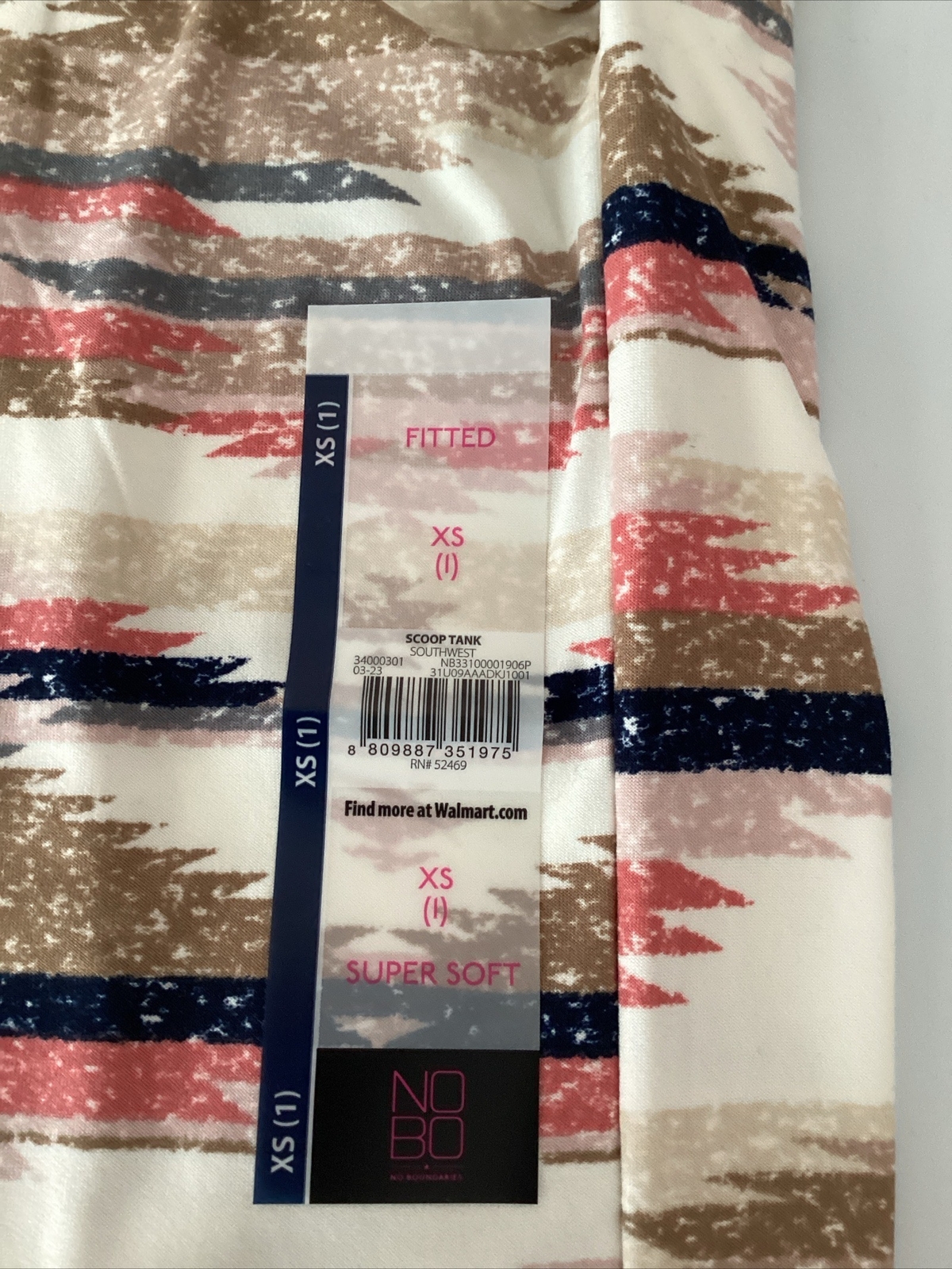 NO BOUNDARIES FITTED SOUTHWEST SCOOP Stretch Knit TANK SZ. Jr. XS*