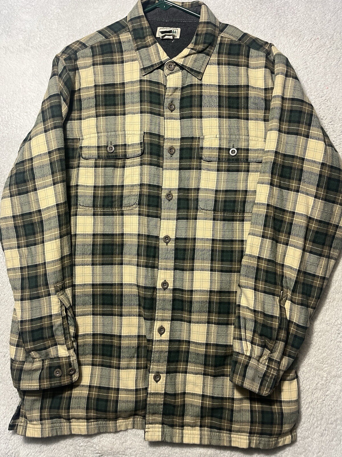 Vintage LL Bean Jacket Mens L Tall Plaid Flannel Shacket Fleece Lined Button Up.