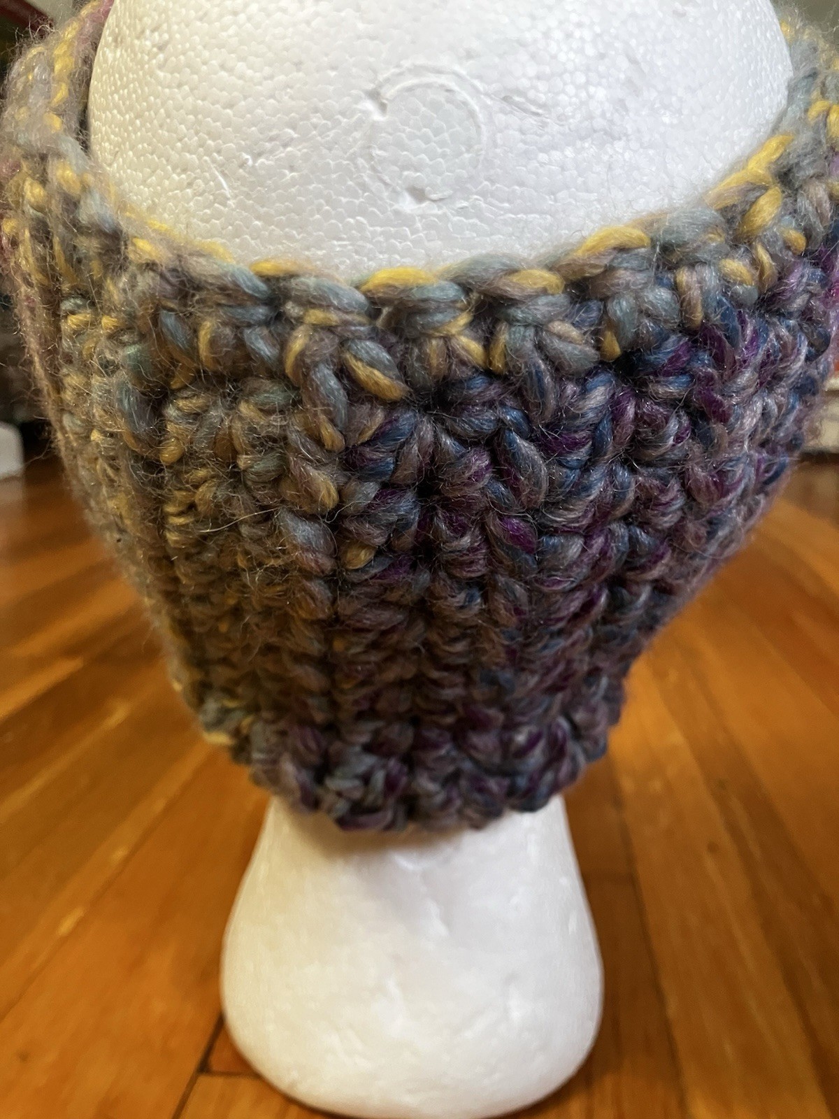 Handmade Knit headband Ear warmer wrap Boho Button Accent Multicolored OS