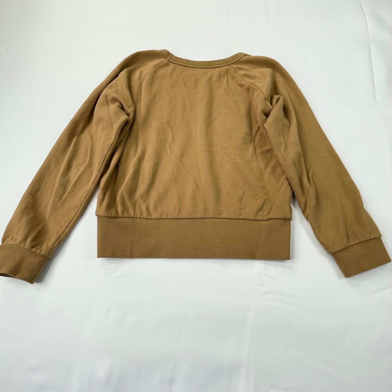 Chaser Woodstock Peace Sign Cropped Mustard Brown Sweatshirt Womens XS