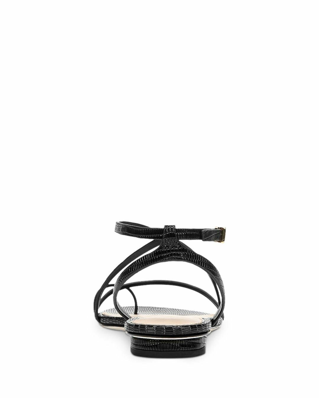 Via Spiga V-Calandre Black Leather Shine Flats Women’s Sandal Various Sizes