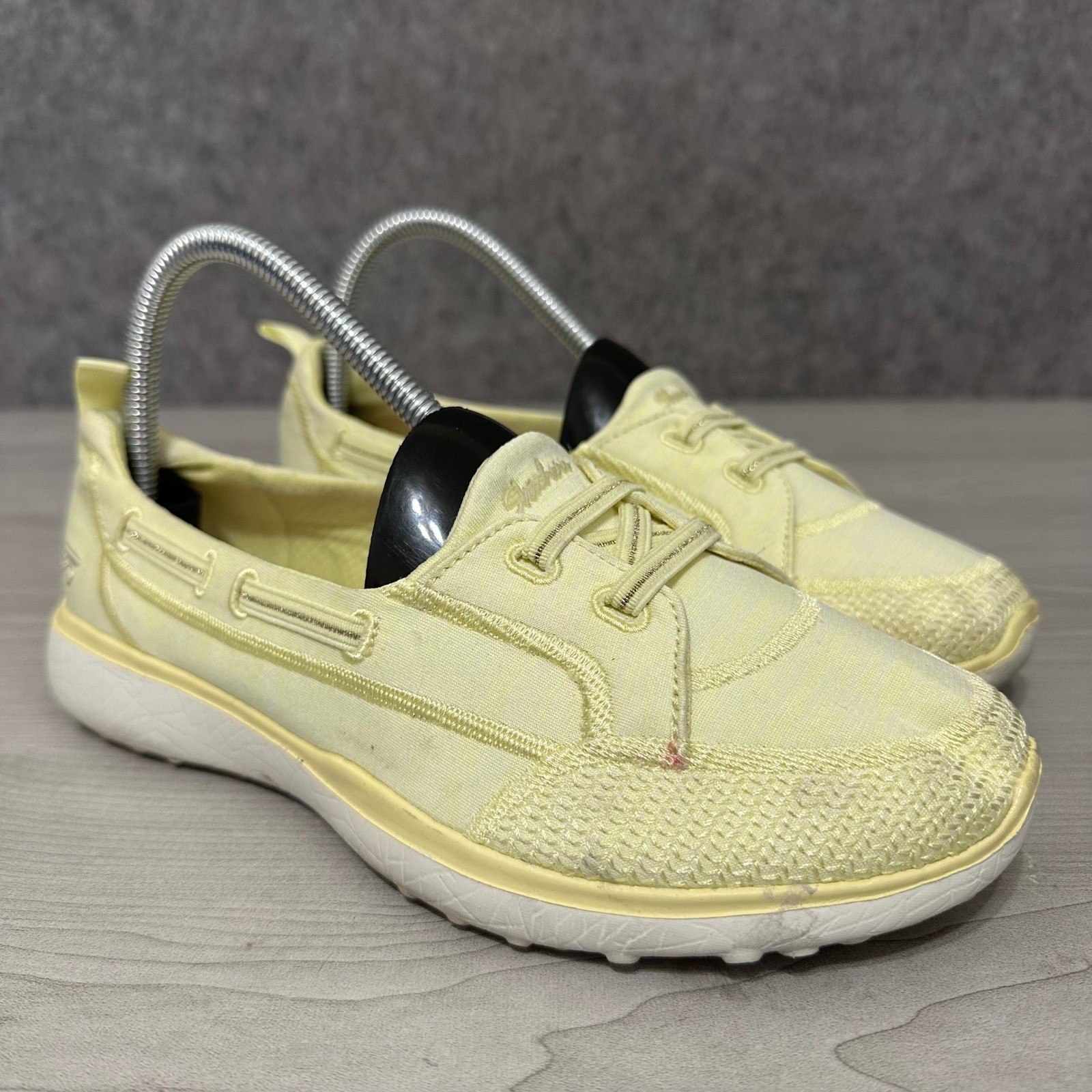 Skechers Microburst Topnotch Sneakers Womens 6.5 Yellow Bungee Slip On