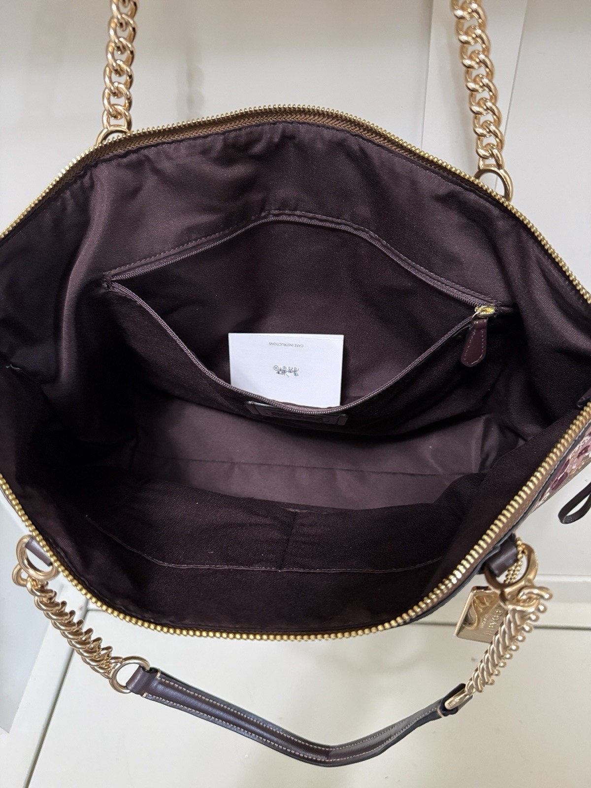 NWT Coach Oxblood Signature Flocking Ava Chain Tote Bag Purse F32118