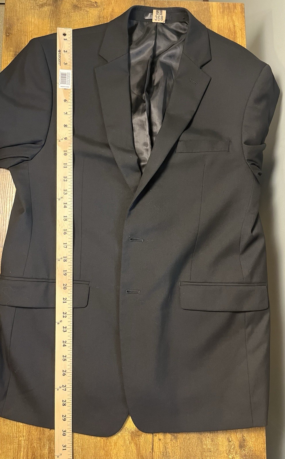 Calvin Klein Black Solid Tuxedo Suit Jacket 42R Regular Fit 2-Button Notch