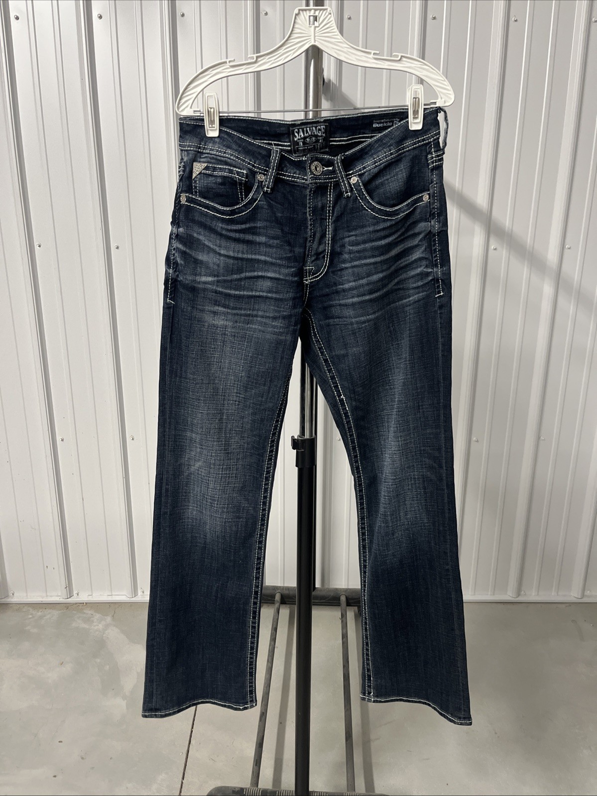 Salvage Mayhem Boot Regular Fit Mens Denim Blue Jeans 31 R Buckle Exclusive