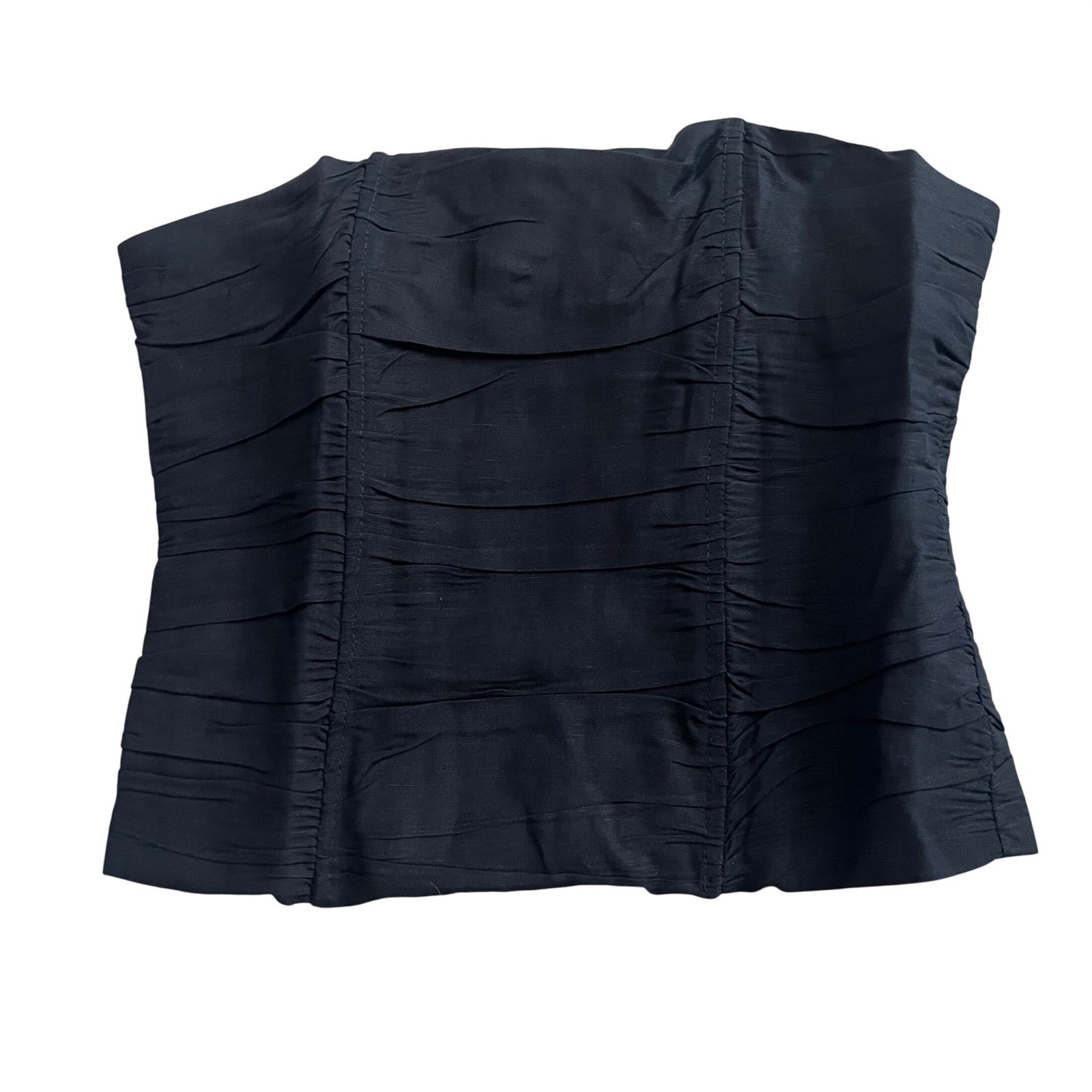 Lioness Women’s Island Ruched Scarf-Trim Tube Top Small NWT navy blue