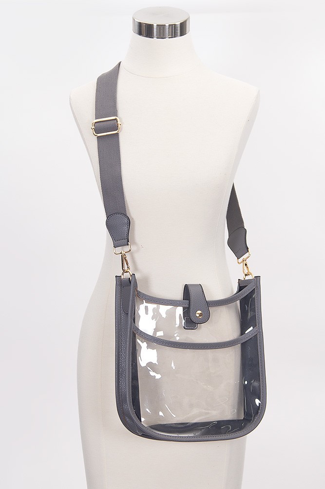 UNNI Transparent Clear Stadium Approved Solid Color Colorful Trim Crossbody Bag