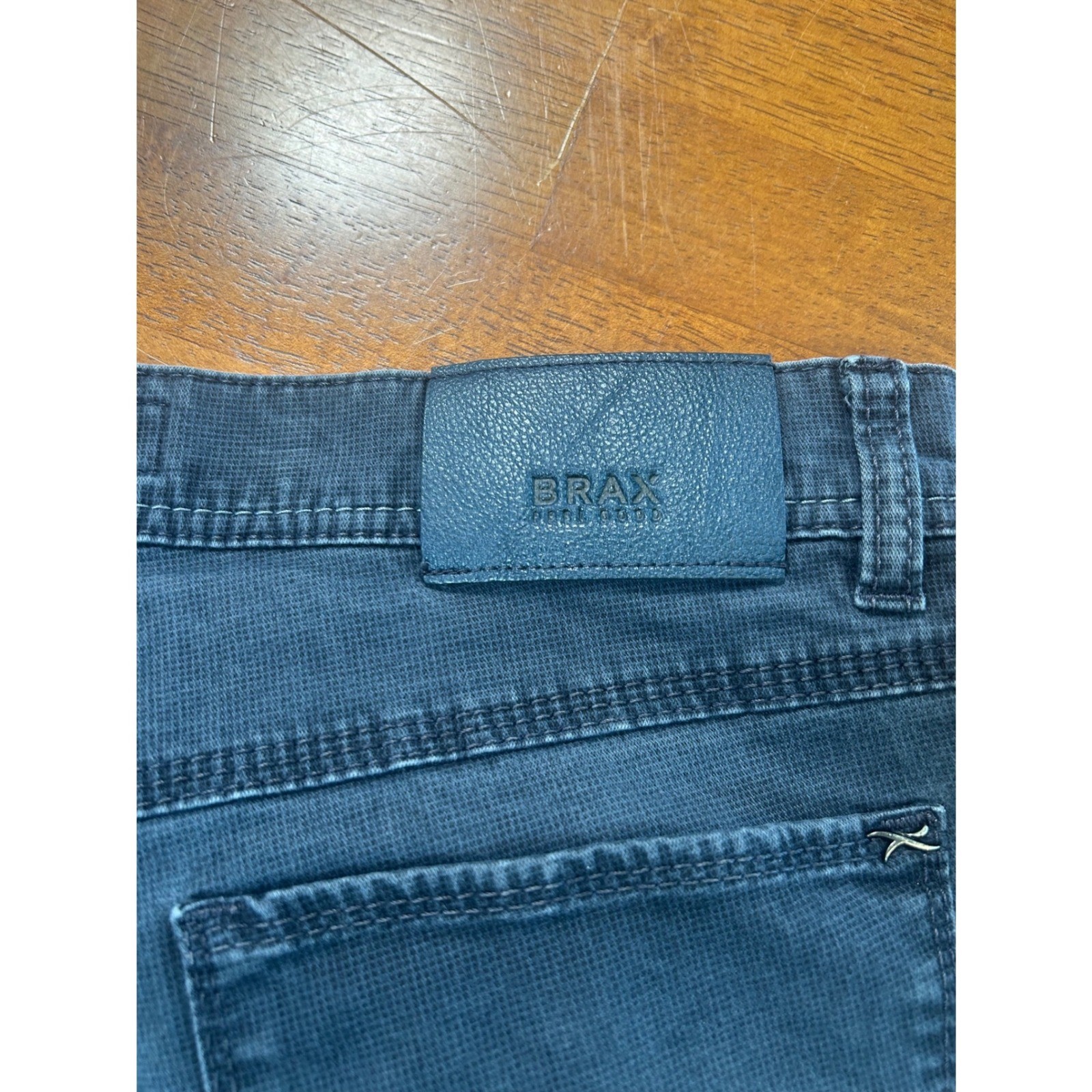 Brax Cooper Fancy Regular Fit Pants Mens 33×34 Blue Textured Straight Leg