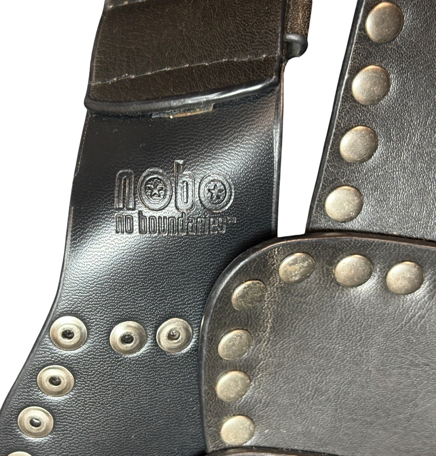 No Boundaries Black Studded Wide Panel Belt Silver Studs Y2K Boho Western Goth