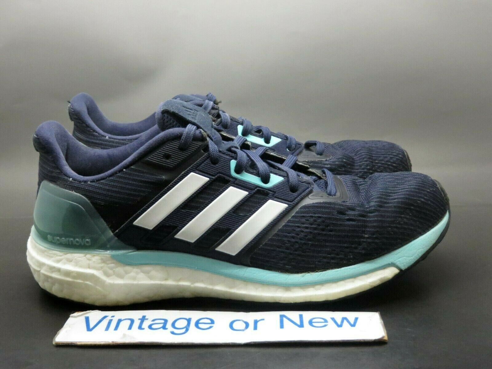 Women’s Adidas Supernova Boost Noble Ink Blue White Aqua Running BB3485 sz 7