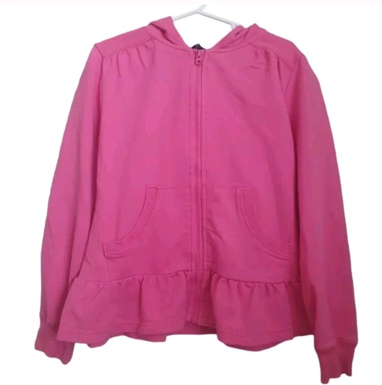 French Toast Girls Ruffled Pink Full Zip Hoodie Size 7-8