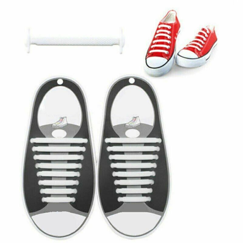 16Pcs Easy No Tie Shoelaces Elastic Silicone Flat Lazy Shoe Lace Strings Adult