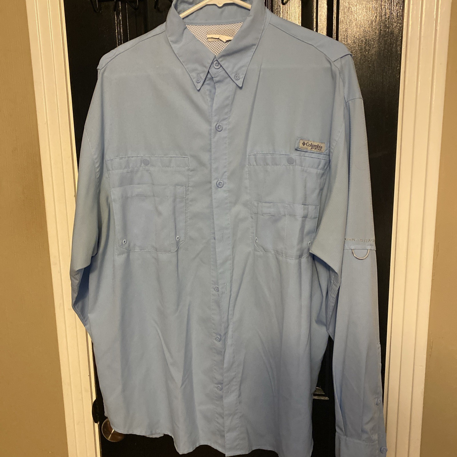 Columbia Omni-Shade, Fishing Shirt, Blue, Long Sleeve, Mens Large