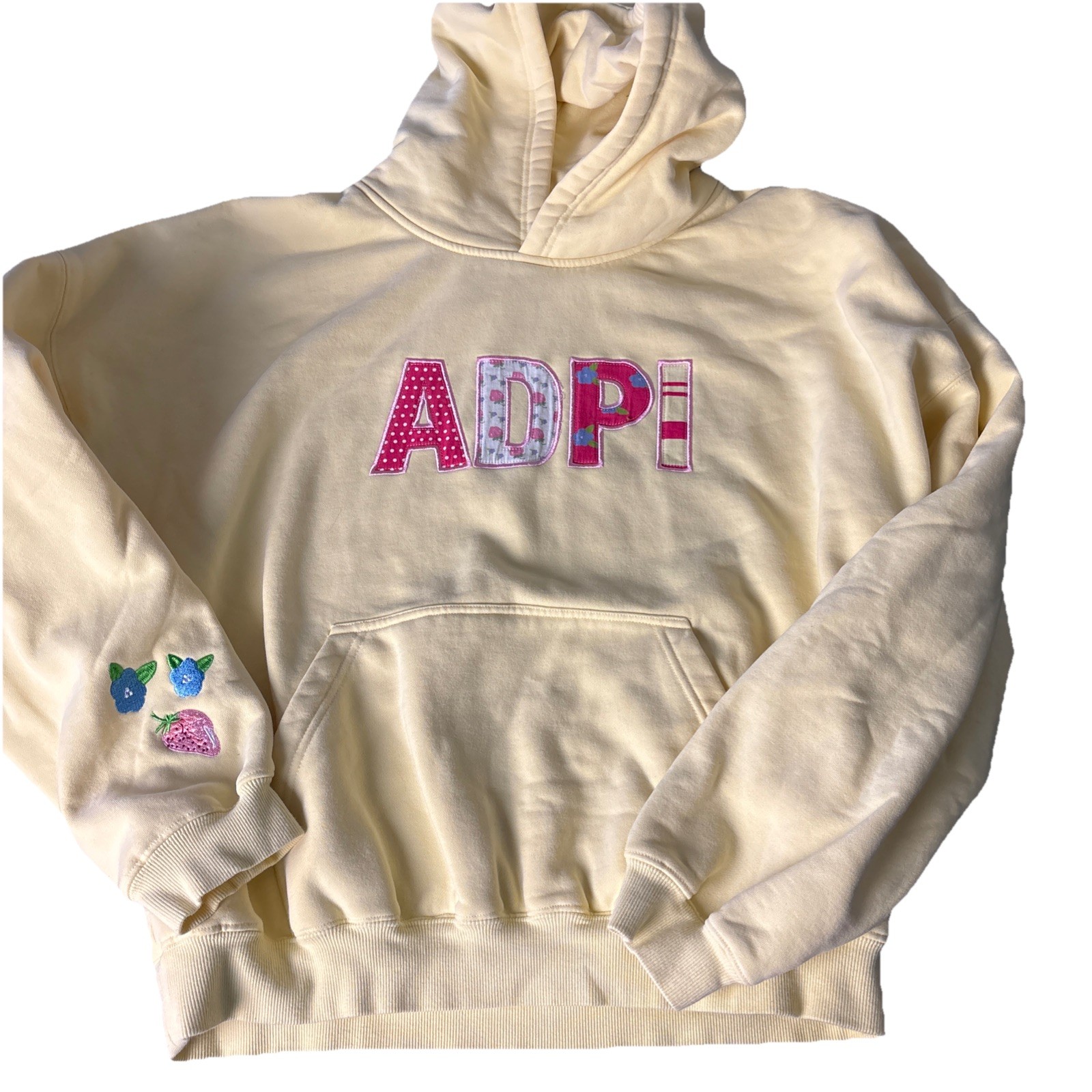Mitch Flippo MFG Hoodie Womens L Alpha Delta Pi Pullover Sweatshirt yellow TN