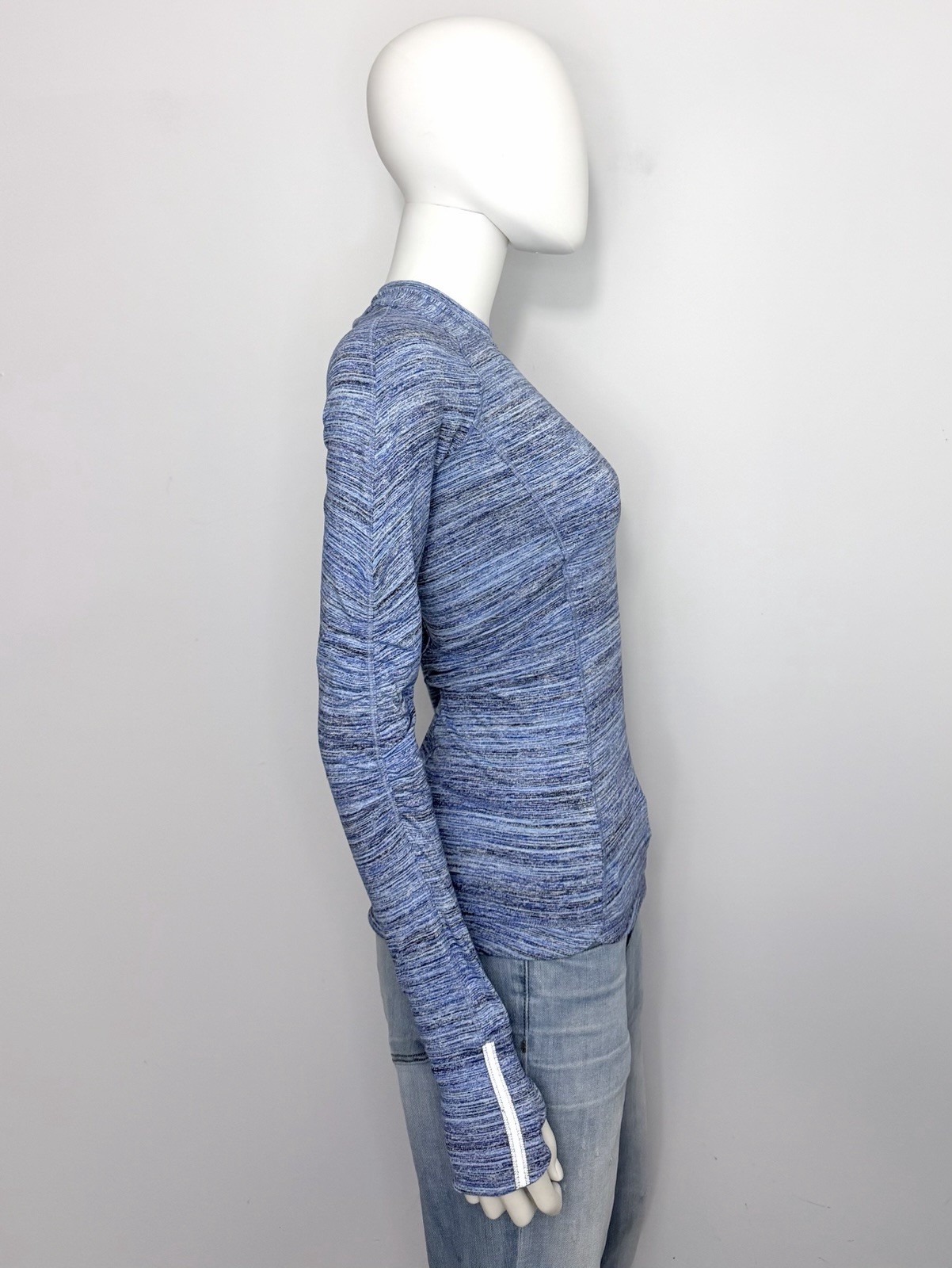 Lululemon Runderful Womens Pullover 2 Heather Blue Long Sleeve Zip Pockets Logo