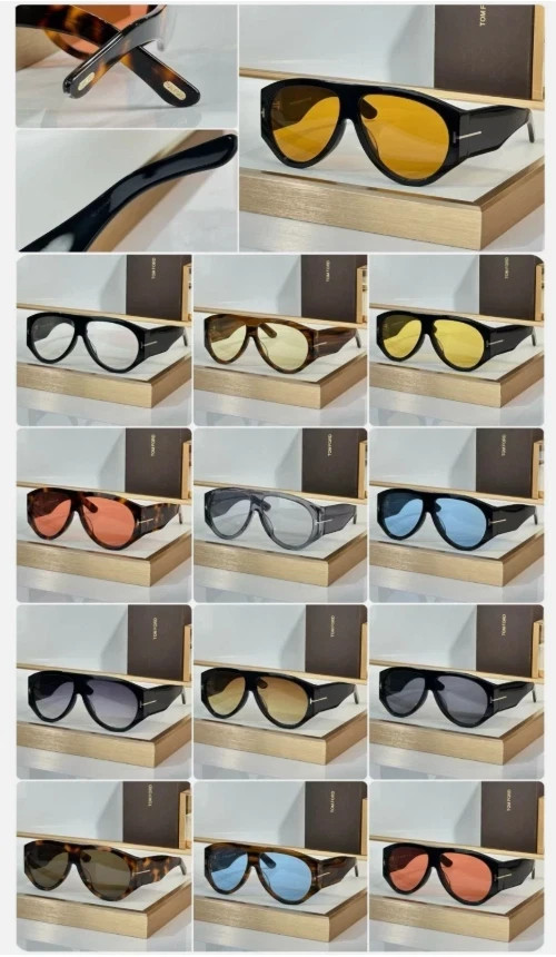 Tom Ford Bronson TF1044 sunglasses Wood grain frame Blue lenses