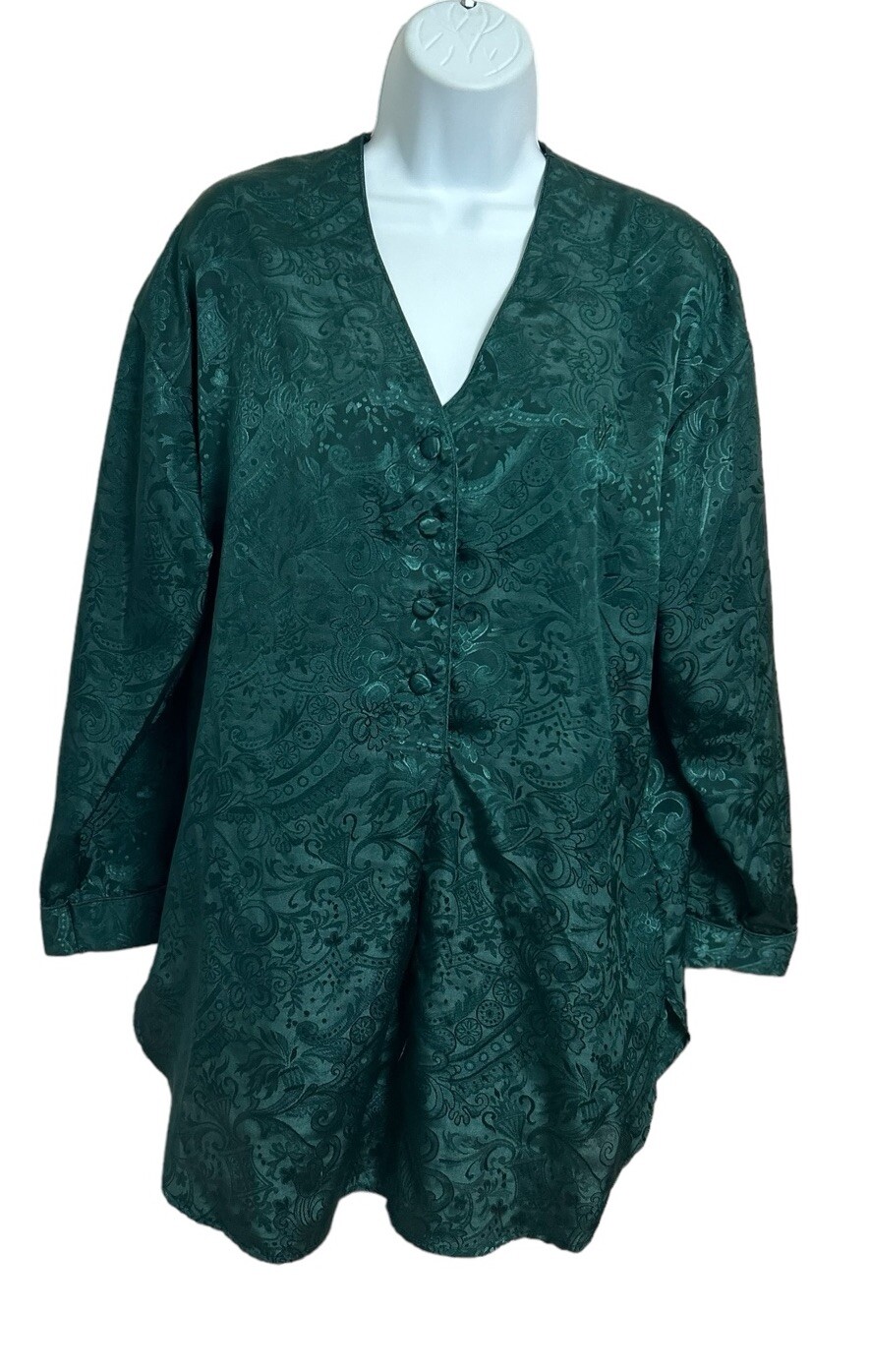 Vintage Victoria’s Secret Gold Label Green Silky Nightgown Sz Small Sleepshirt