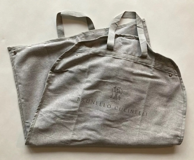 NEW BRUNELLO CUCINELLI 100% COTTON GRAY LOGO GARMENT BAG 60 x 120CM