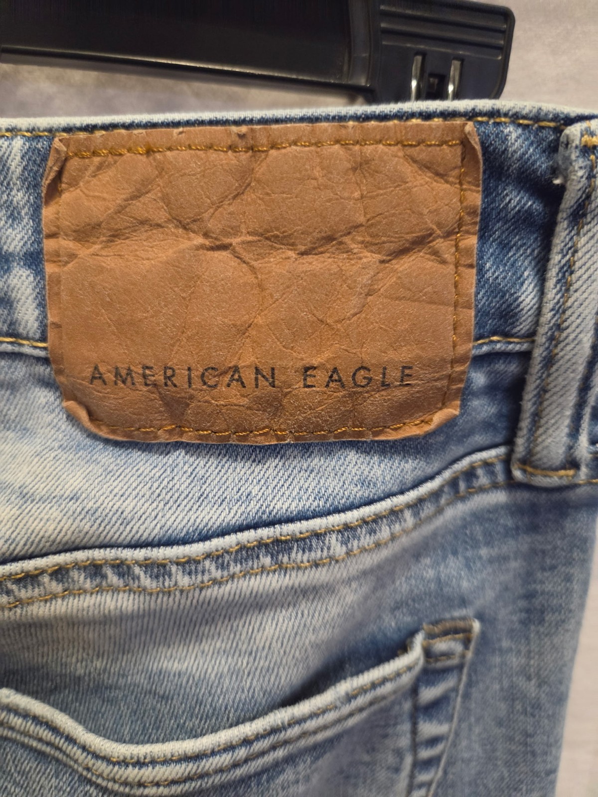 American Eagle AirFlex+ Men’s Blue Skinny Jeans Mid Rise Distressed