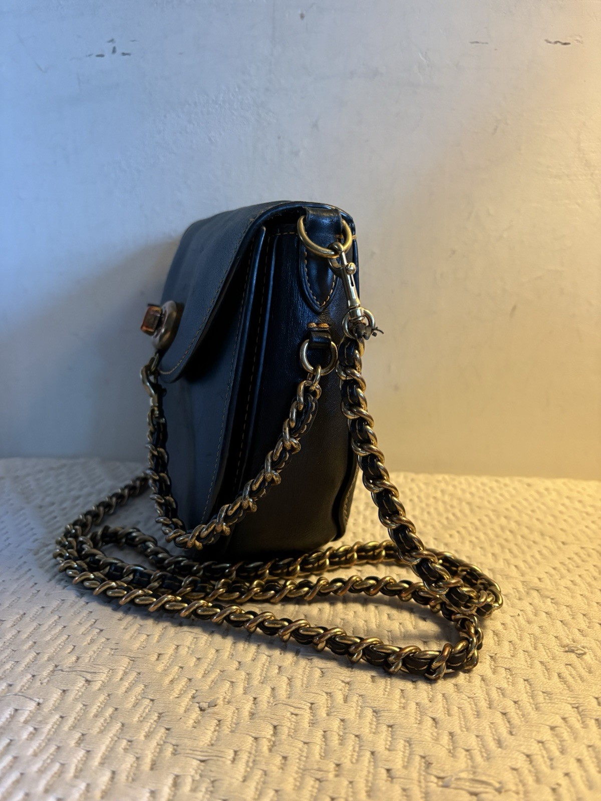 Coach 1941 Iconic Turn Lock Saddle Crossbody Chain & Leather Braided Strap 59241