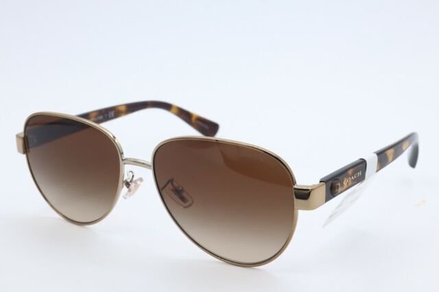 Coach HC7111 900513 57MM Light Gold / Brown Gradient Pilot Sunglasses for Women