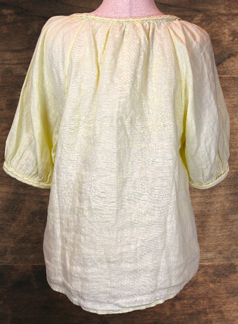 Lilly Pulitzer Calais 100% Linen Blouse Women’s XL Braided Trim Lemon Yellow