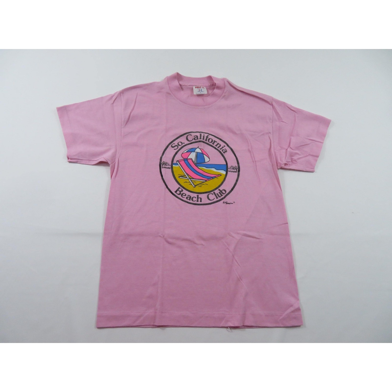 So California Beach Club Pink Blue T-shirt Sz M 1980s