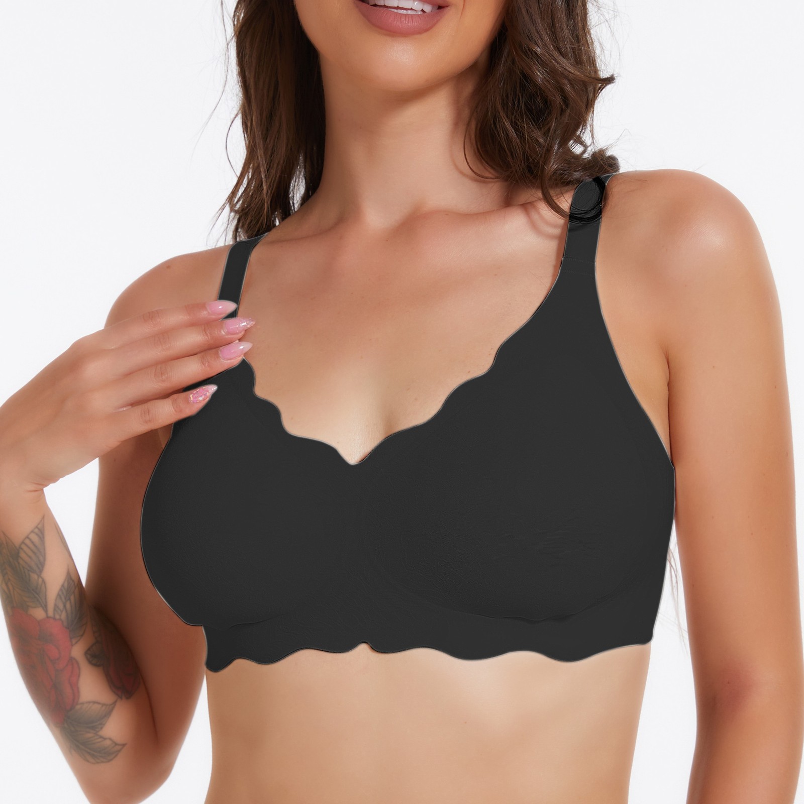 Women Wireless Bra Large Cup Jacquard Jelly Fit Bra Seamless Underwear Bralette