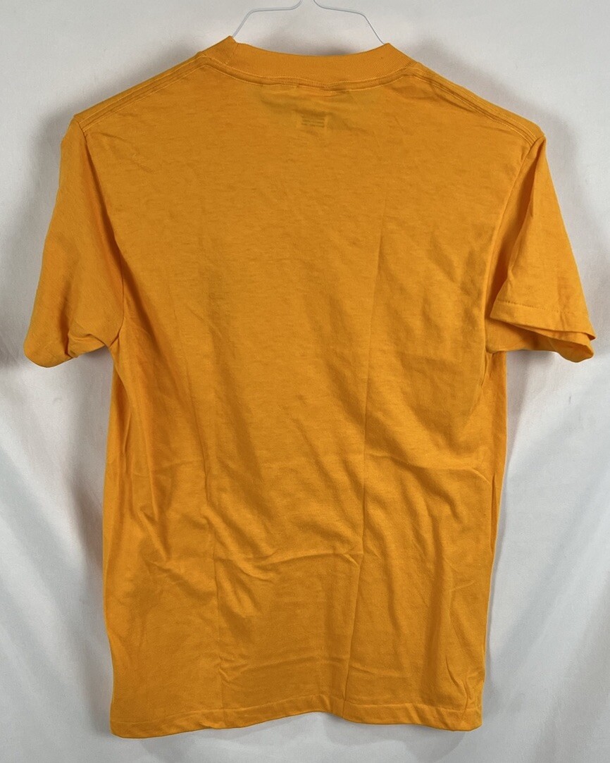 Vintage 1987 Ross Wax’s On Shirt Ched By Anvil Men’s Large Yellow USA 80s S/S