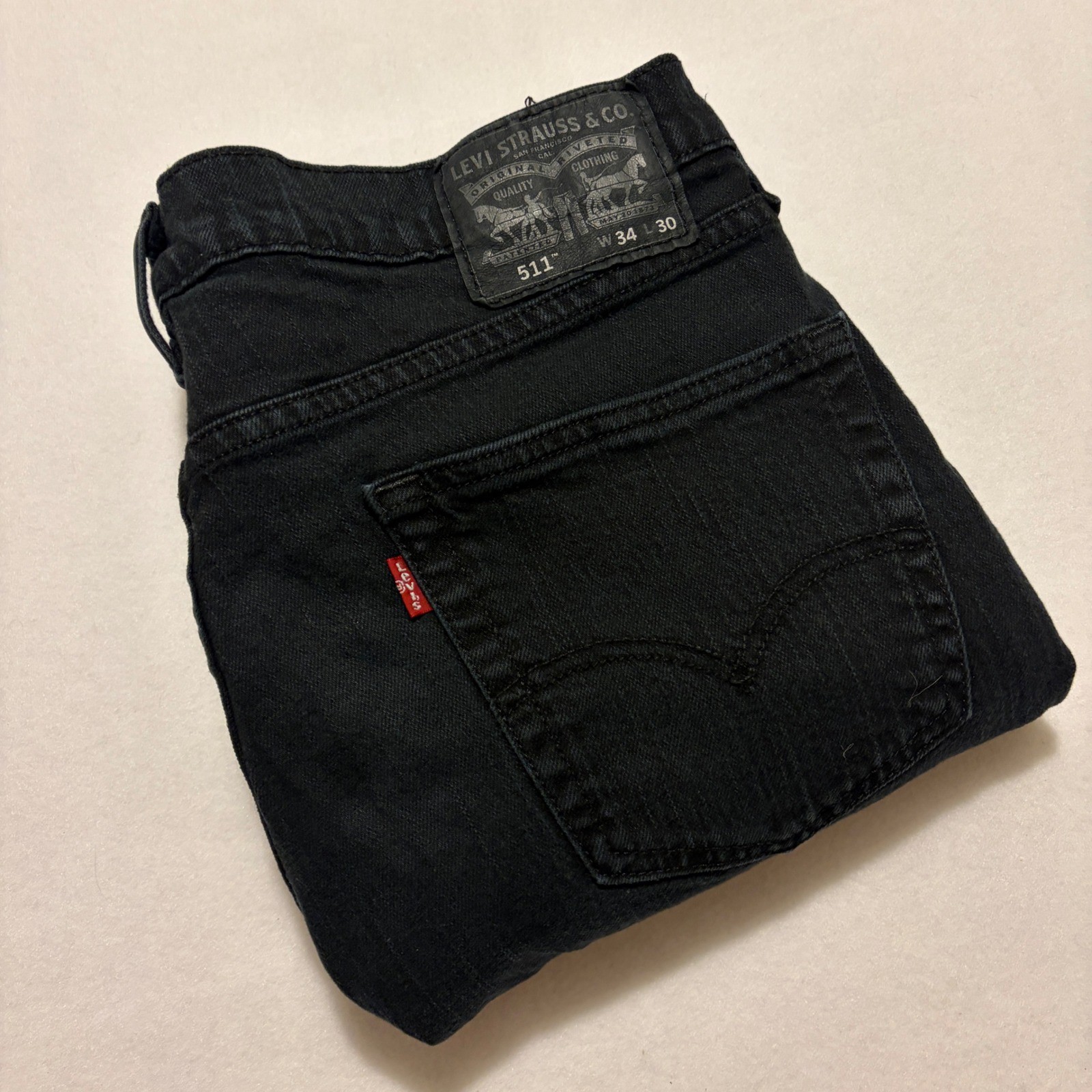 Levis 511 Slim Fit Mens Jeans Black Denim Pants W34 L30 Preppy
