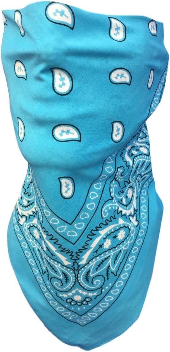 Turquoise Blue Paisley VELCRO®Brand Adjustable Bandana Neck Wind COVER Face MASK
