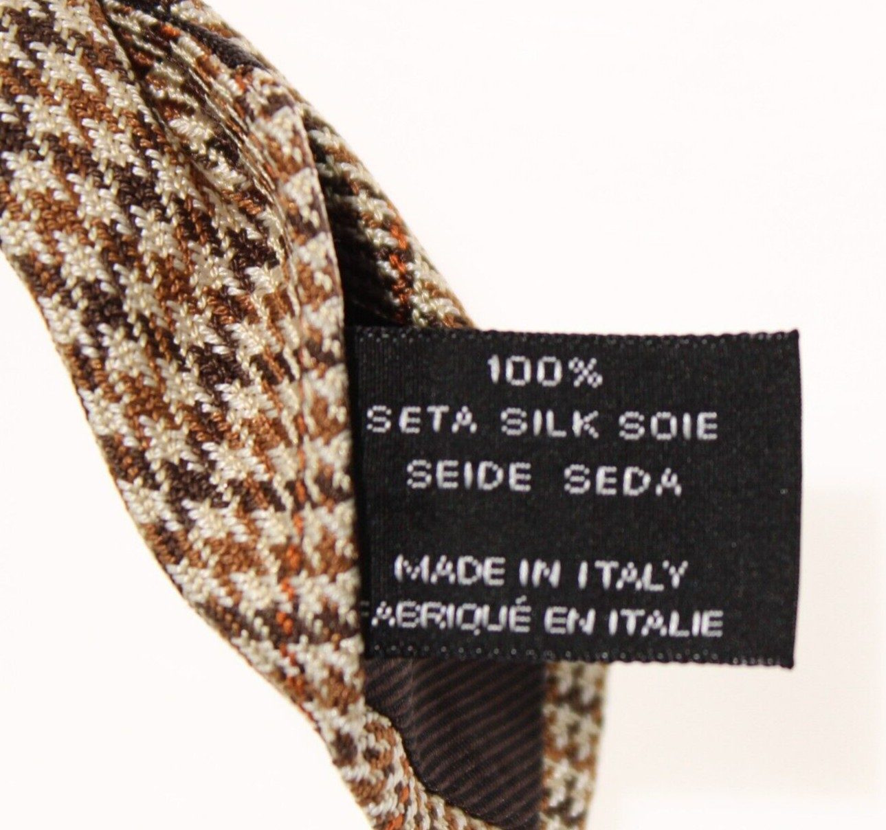 Tom Ford NWT Neck Tie in Beige/Brown/Orange Plaid 100% Silk Made in Italy
