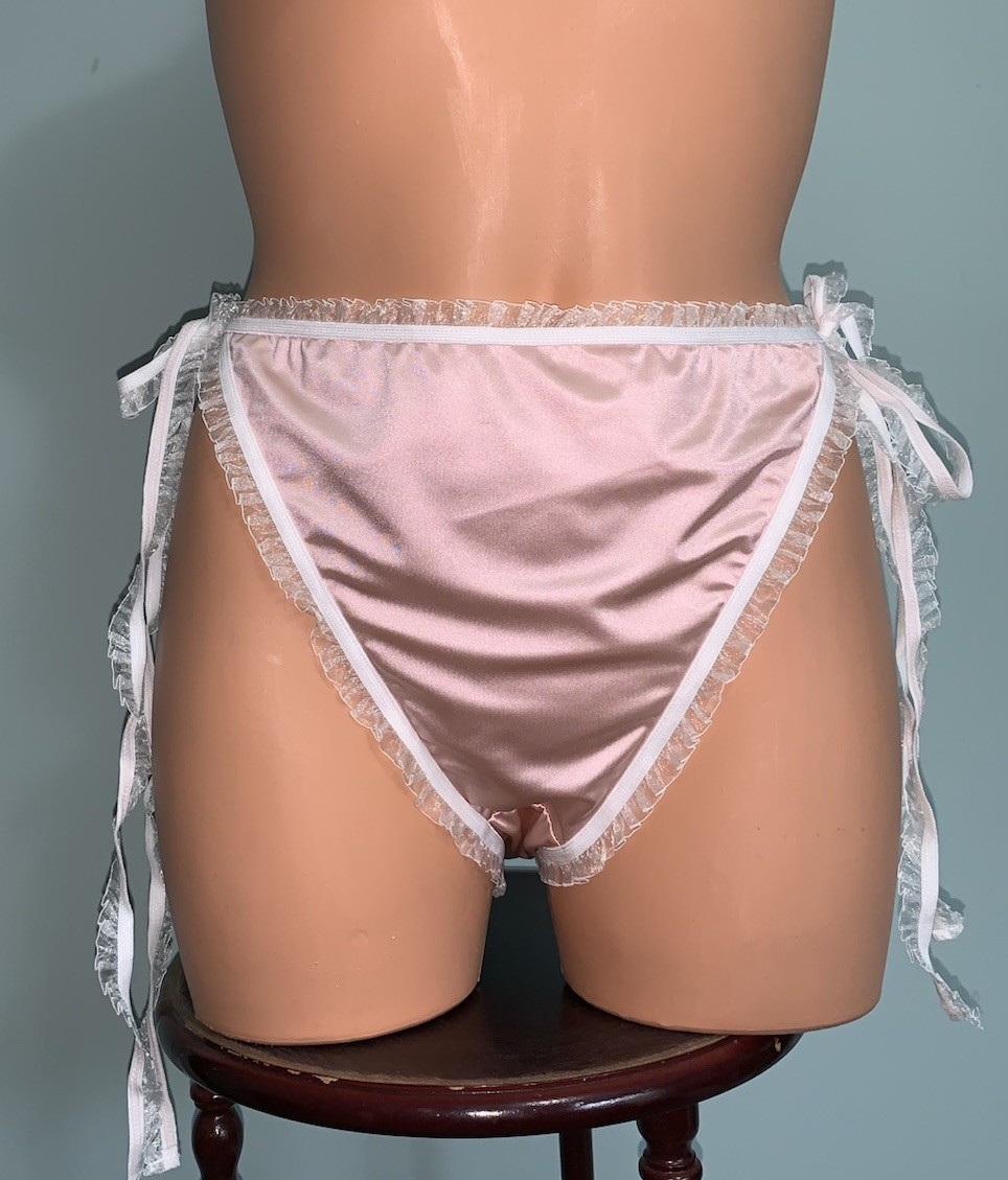 NEW Glossy Stretch Satin 1X 2X String Bikini Panties Hi Thigh Lingerie Panty