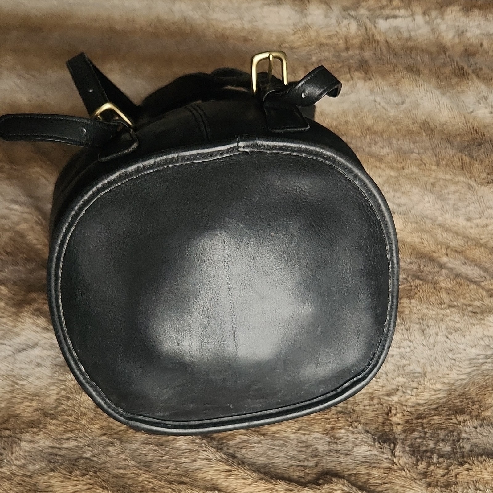 Coach Black Bucket Backpack, Drawstring & Turn Lock, Brass Hardware, Charm, 9992