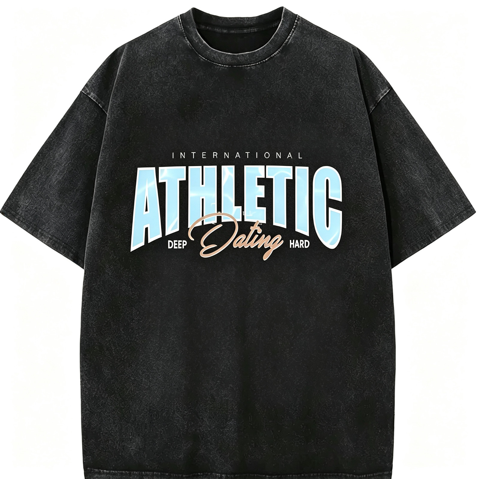 Black Washed Athletic Dating Streetwear Graphic Tee