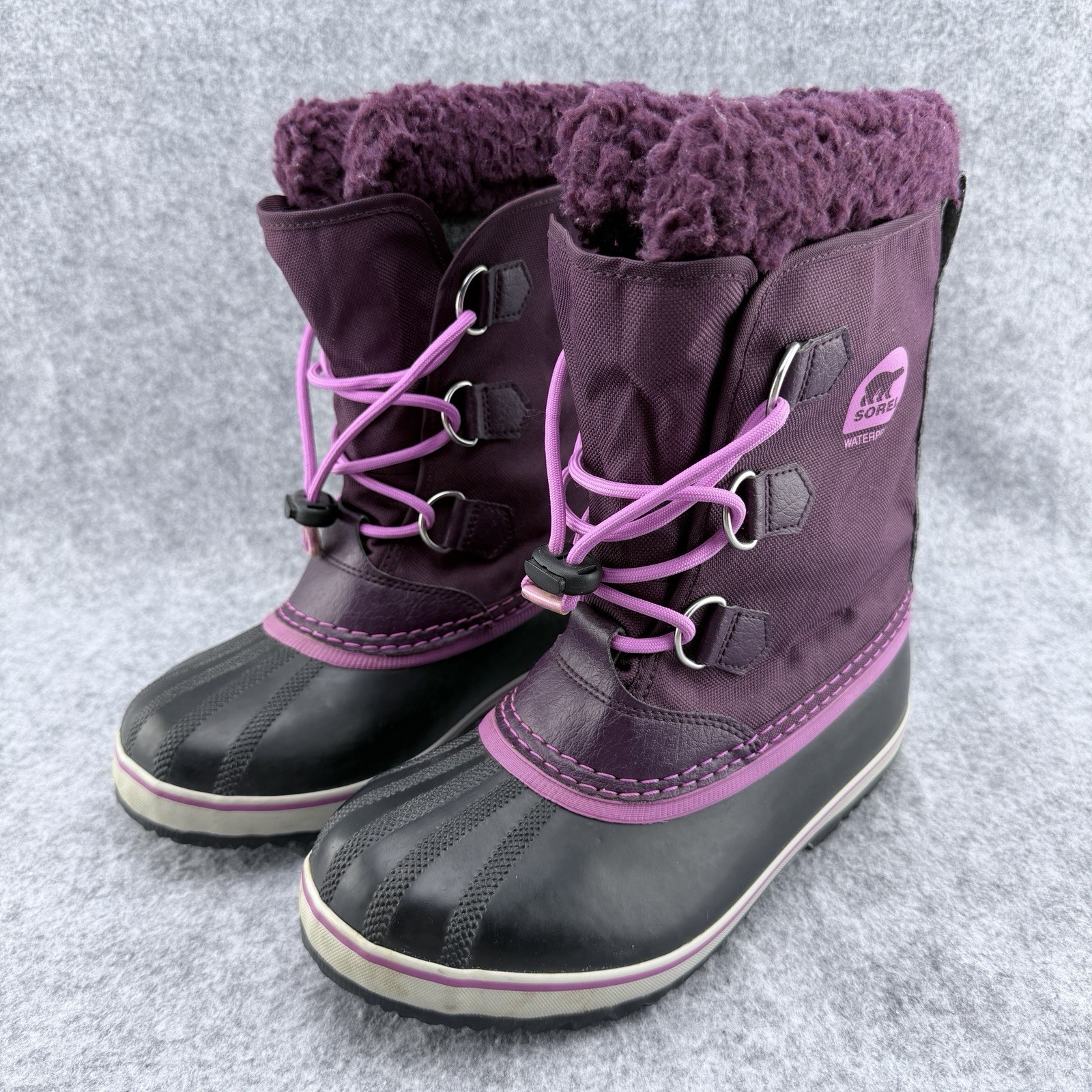 Sorel Waterproof Faux Fur Adjustable Lined Boot Women’s Size 5 Purple NY1879-562