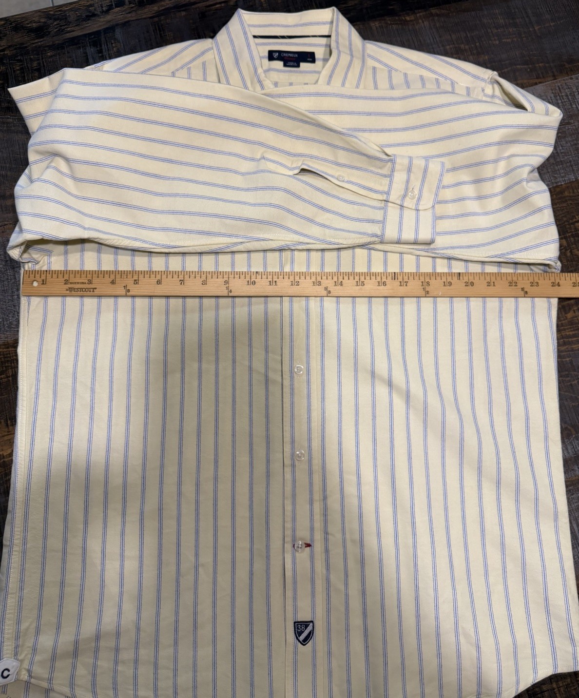 Cremieux Classics Shirt Men’s Button Up Long Sleeve Yellow Blue Large