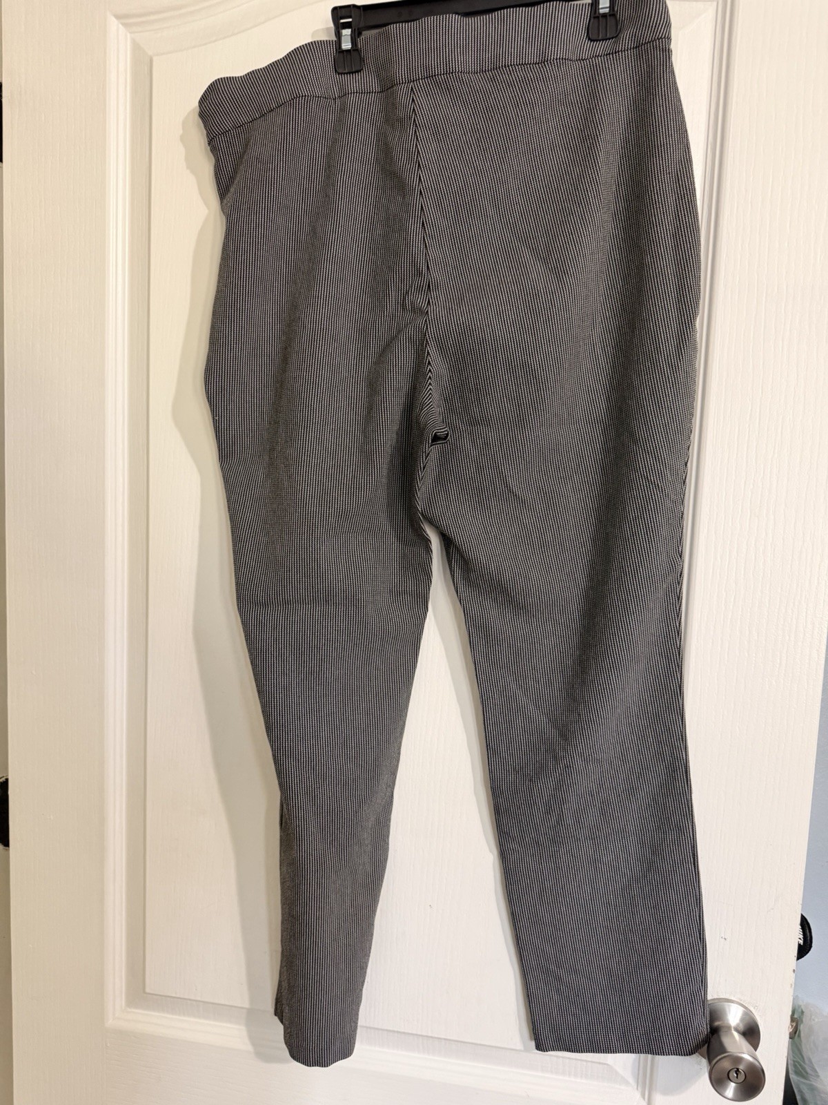 Rafaella black & white pinstripe trousers with a high-waisted fit Size: 16 Pants