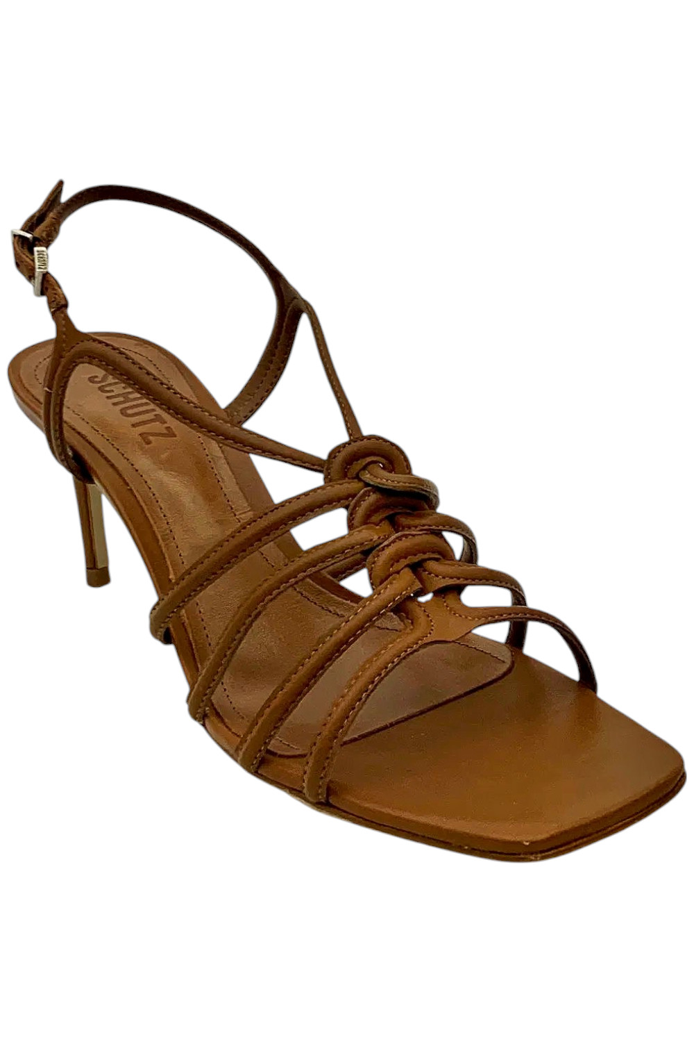 Schutz Leather Adjustable Caged Sandals Octavia Mid New Wood
