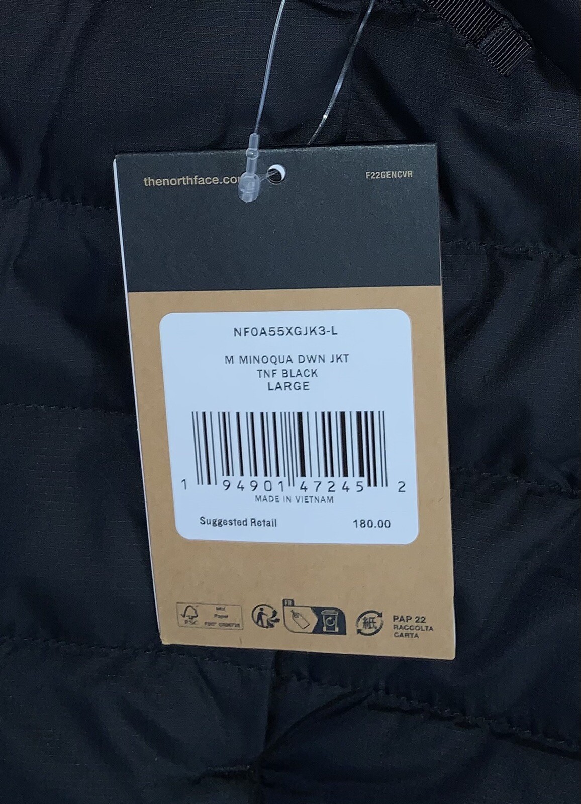 The North Face Mens Minoqua Insulated 550-Down FZ Puffer Jacket Black NWT $180