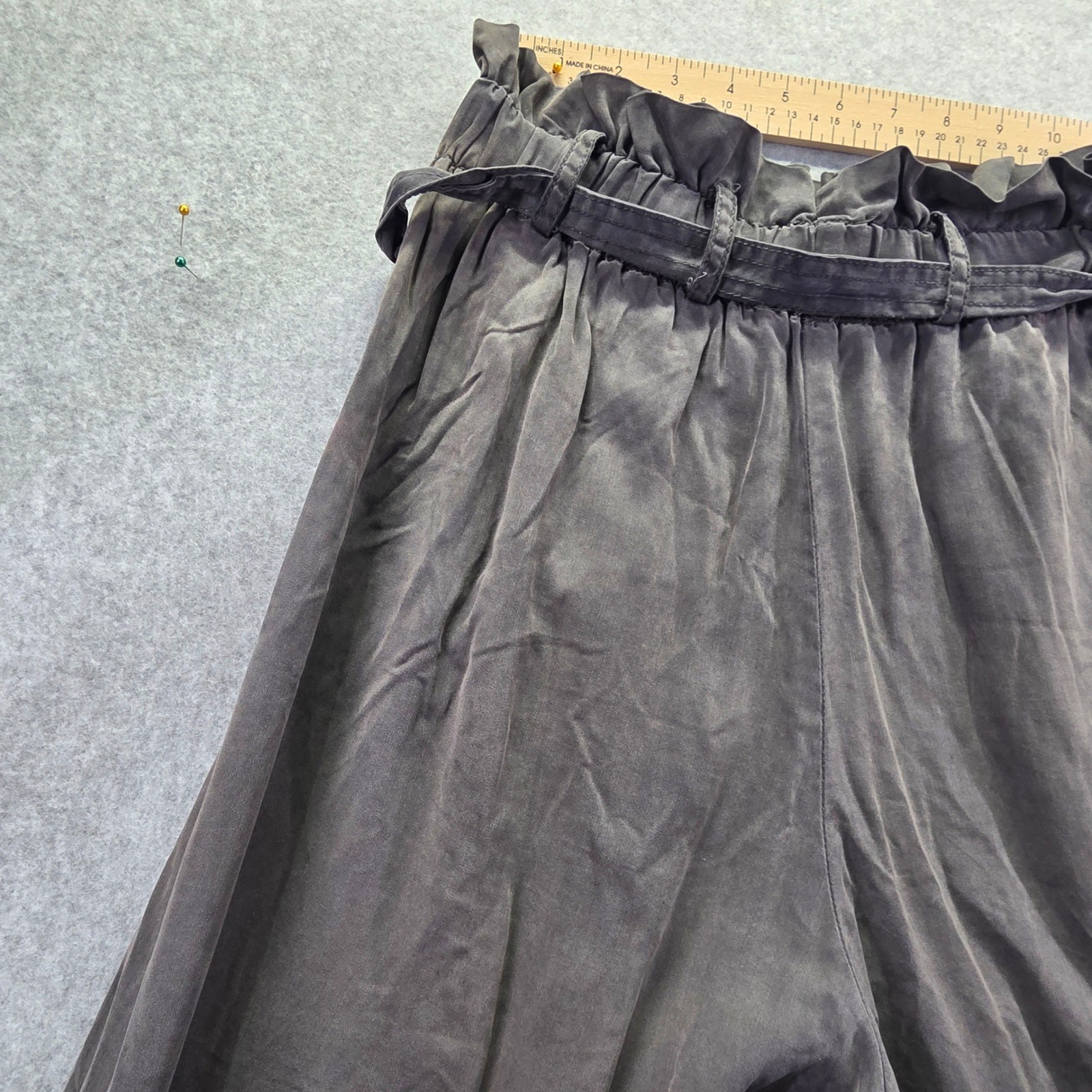 Wishlist Apparel Gray Paperbag Waist Wide Leg Pants Medium Charcoal High Rise